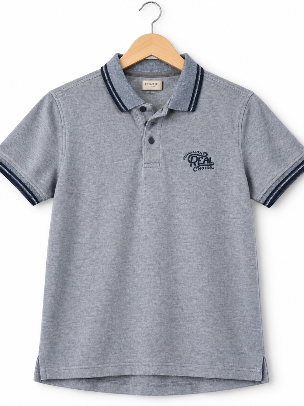 Chevignon Gray Piqué Tipped Polo Shirt Small NWOT